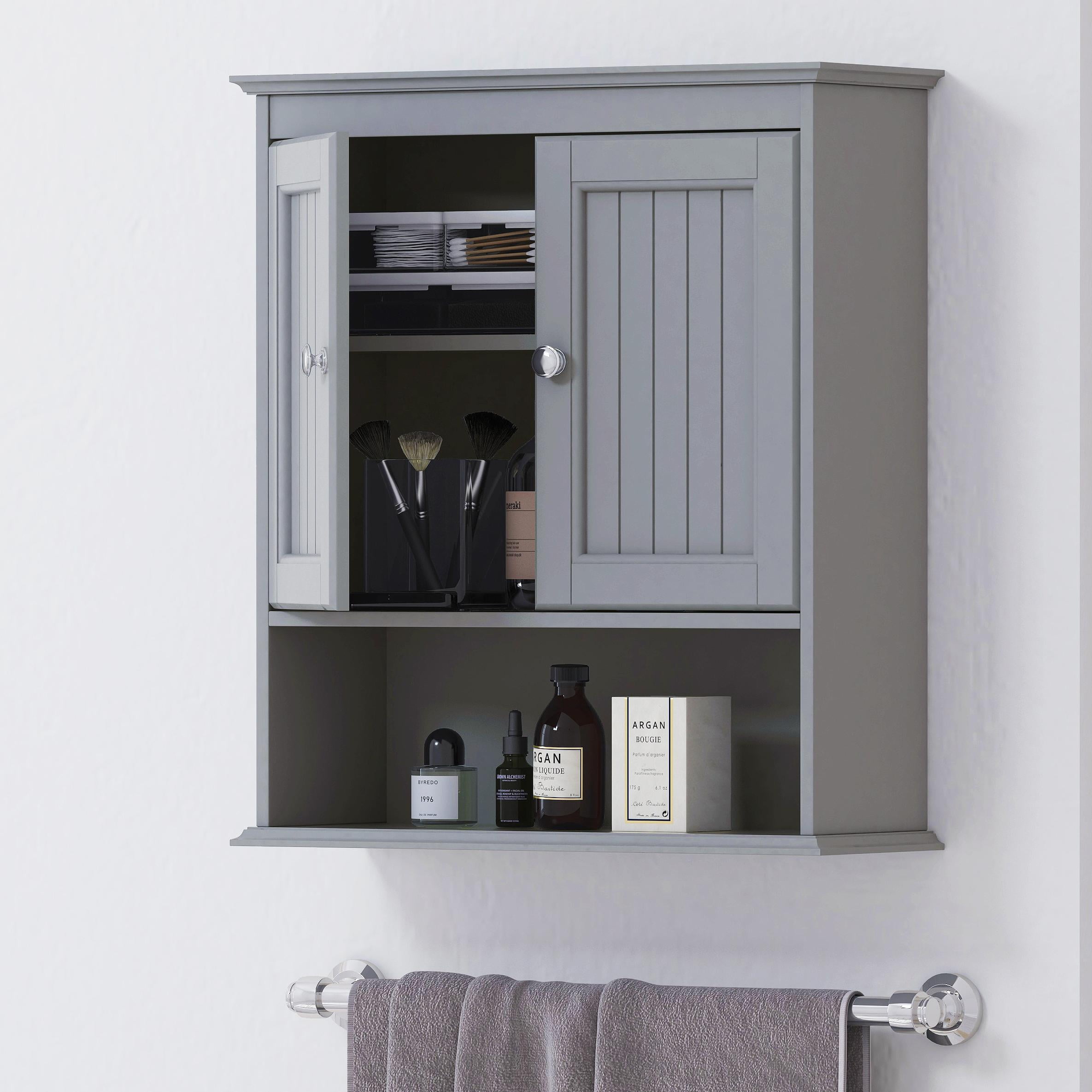 STAROUS Bathroom Cabinet Wall Mounted with Doors, Wood Hanging Cabinet ...
