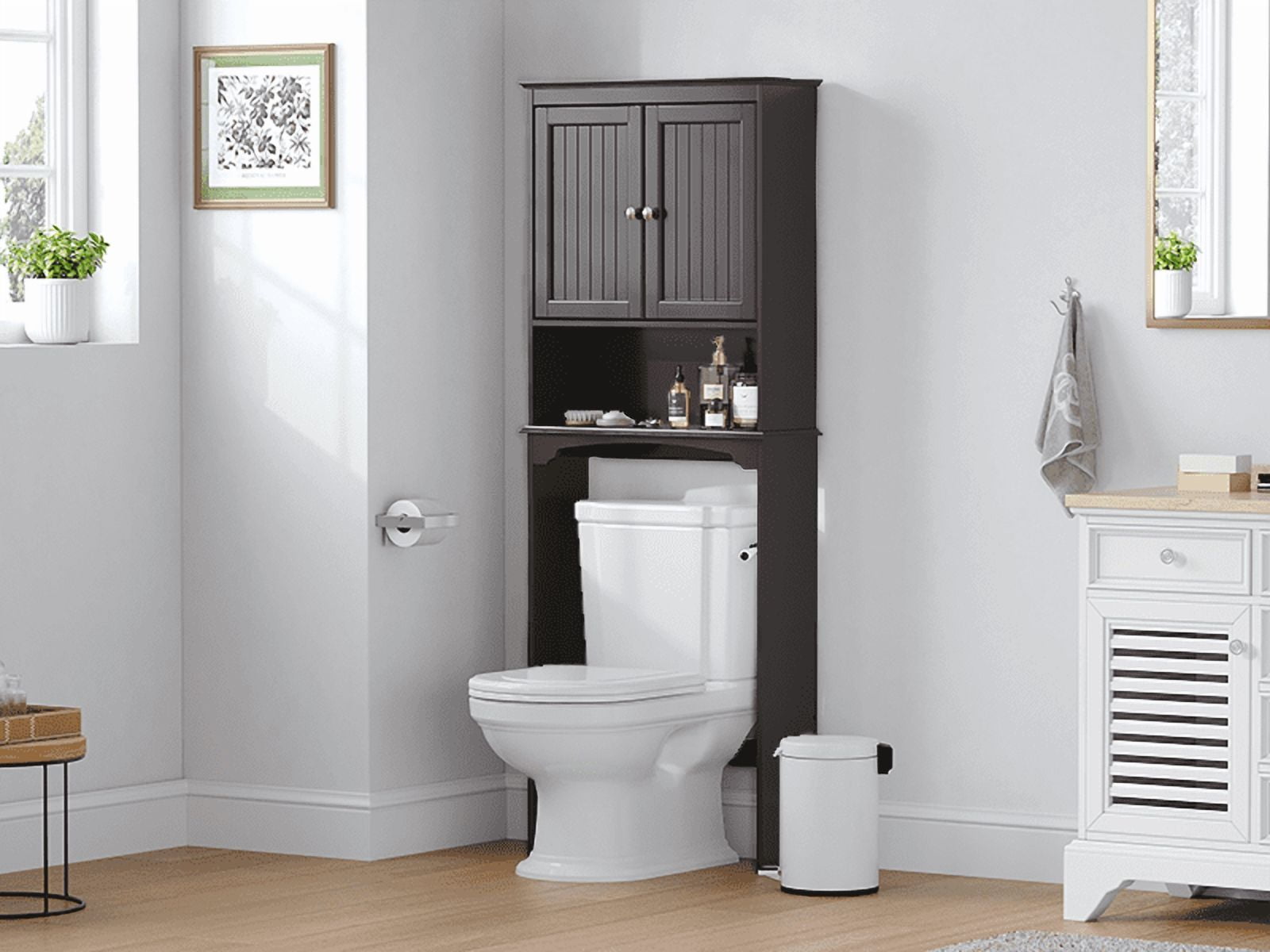 STAROUS Bathroom Shelf Over-The-Toilet, Bathroom SpaceSaver, Bathroom Storage Cabinet Organizer, Espresso