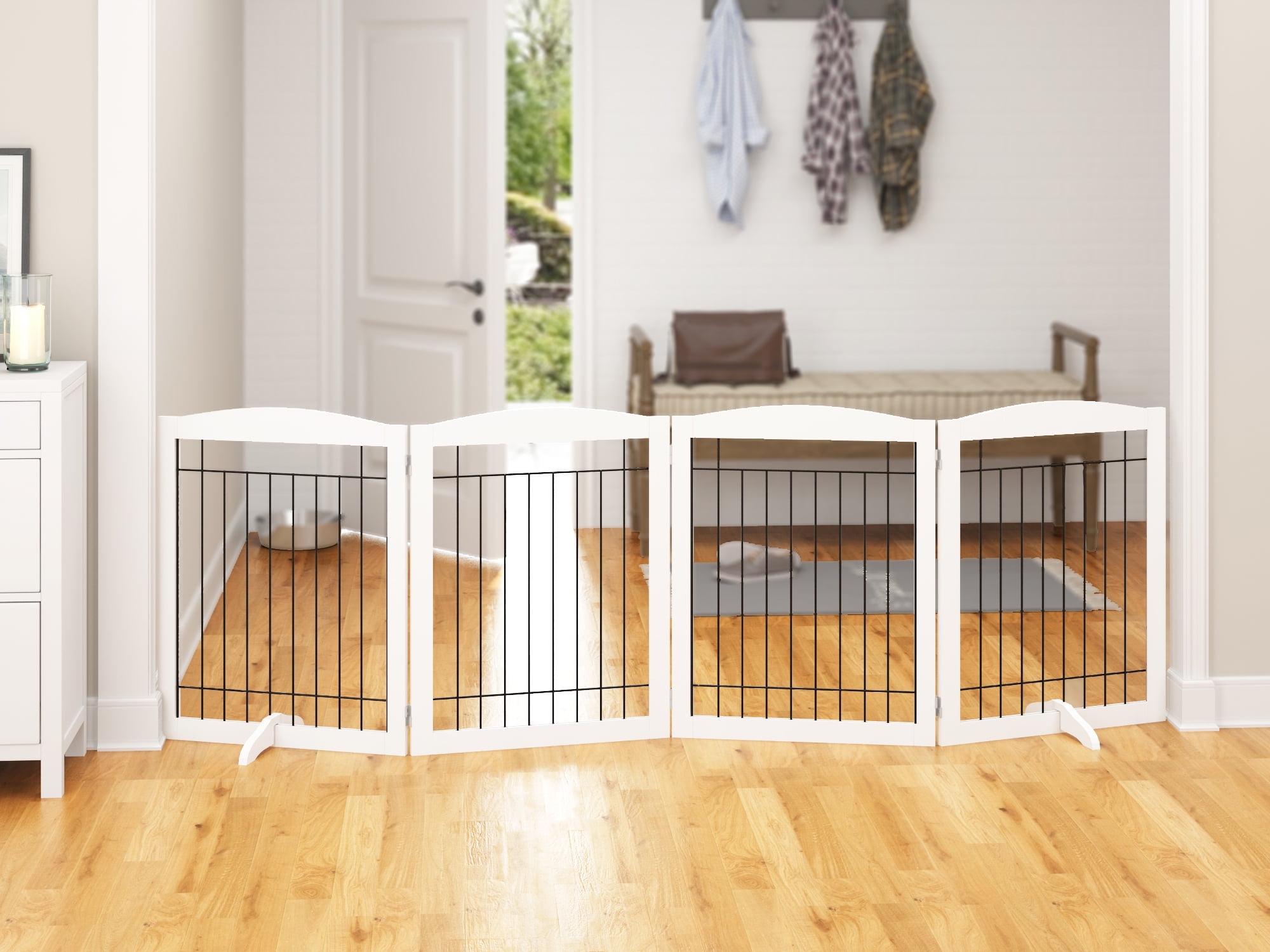 STAROUS Extra Wide Dog Gate, White, 30"H x 96"L