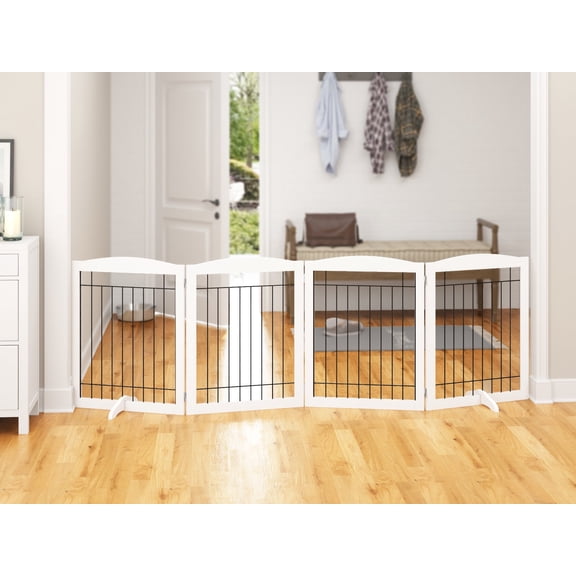 STAROUS Extra Wide Dog Gate, White, 30"H x 96"L