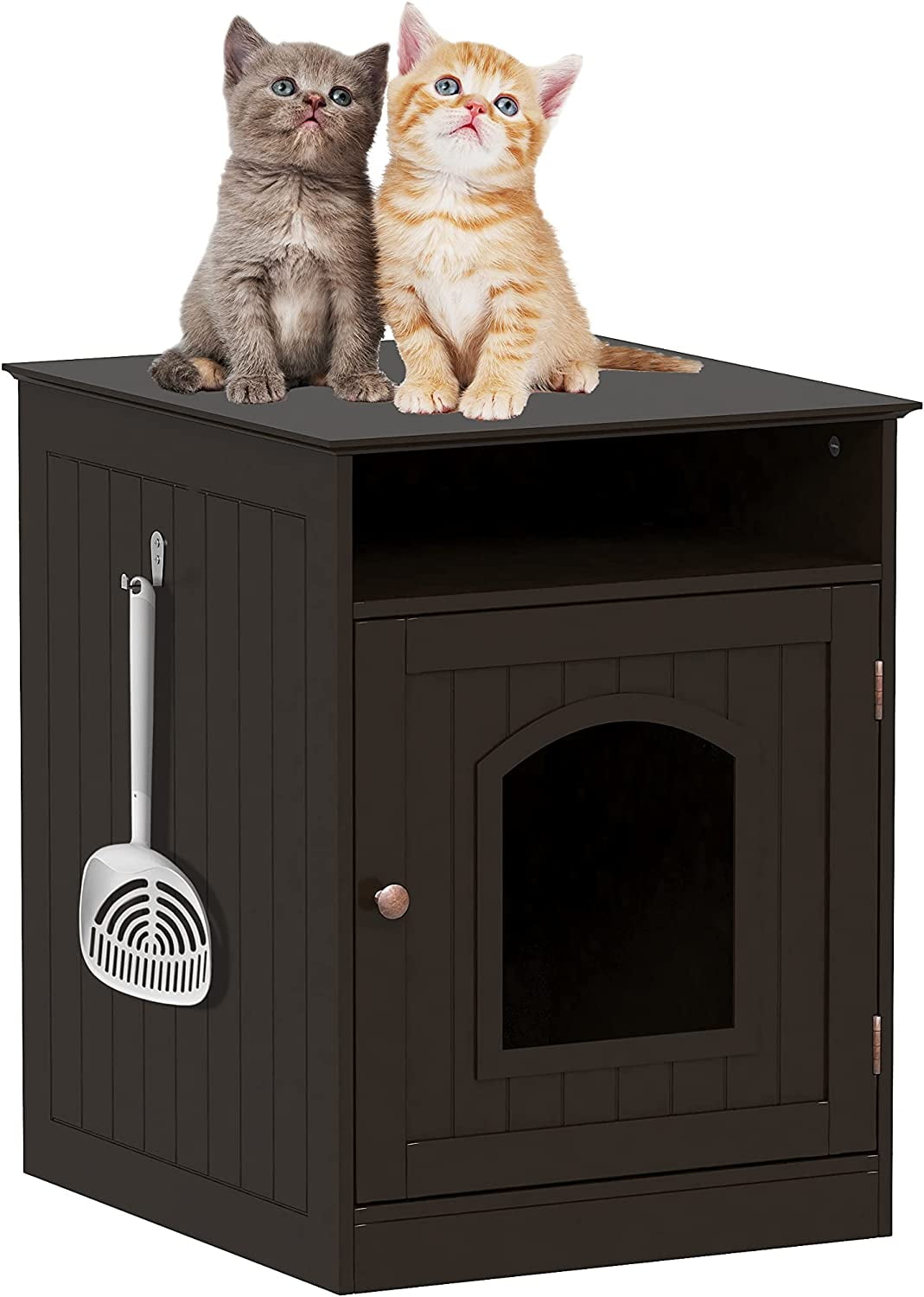 STAROUS Home Cat Litter Box Enclosure, Hidden Litter Box Furniture Cabinet Indoor Cat House Side Table(Espresso)