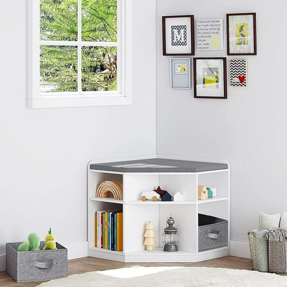 STAROUS Kids Bookcase with Bench and Reading Nook, Kids Corner Reading Bench