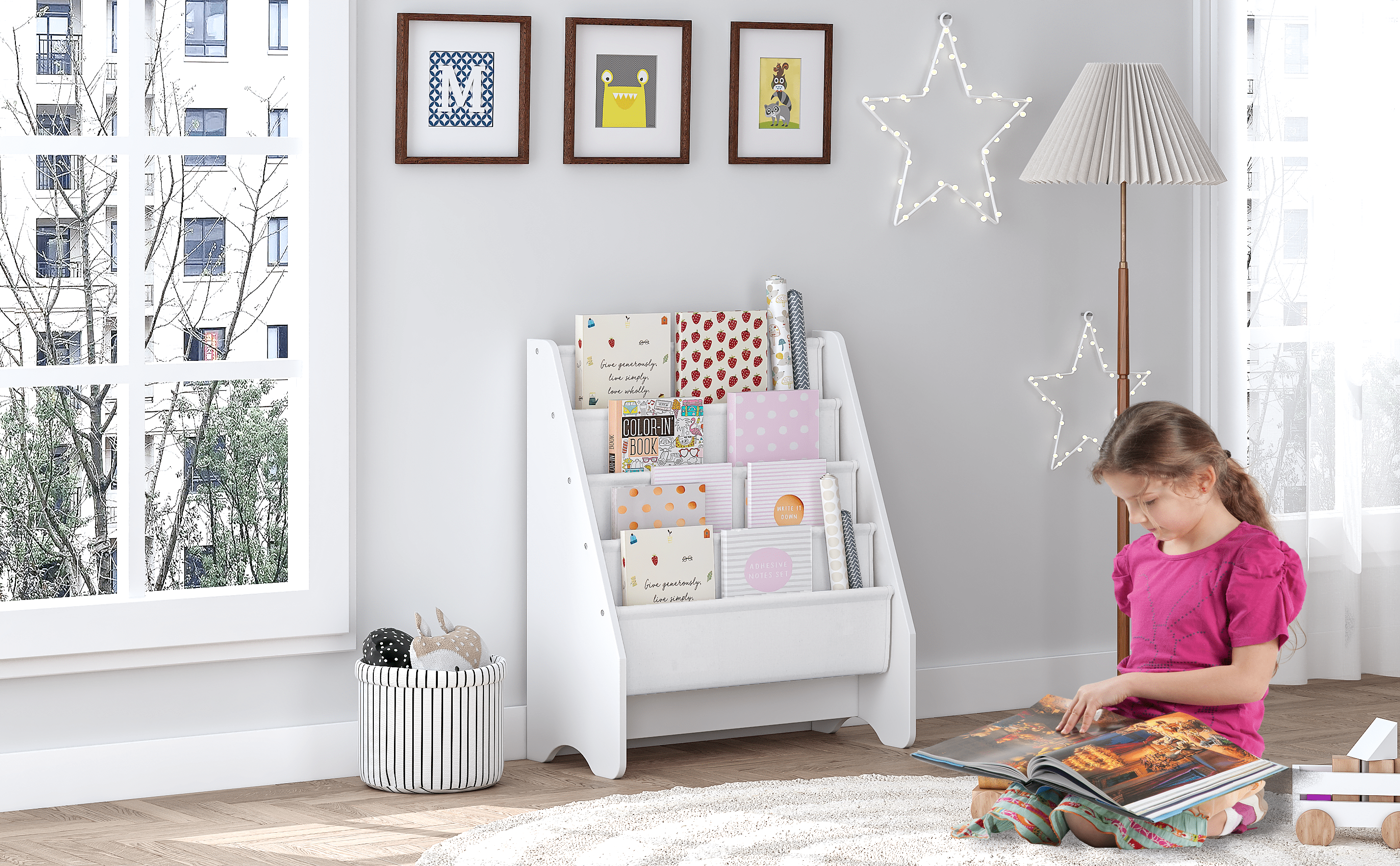 STAROUS Kids Sling Bookshelf, Magazine Rack - Book Rack for Kids,Book ...