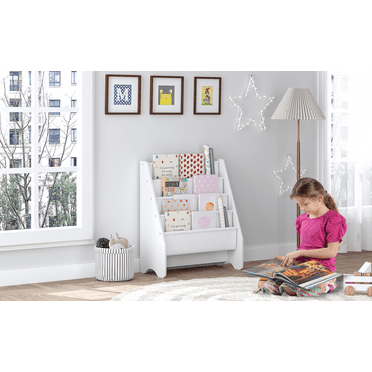 STAROUS Kids Sling Bookshelf, Magazine Rack - Book Rack for Kids,Book Organizer (White)