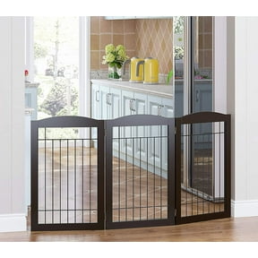 STAROUS Pet Gate for Dogs, 60 inches Extra Wide, 30 inches Tall Dog Gate for The Houes, Doorway, Stairs, Pet Puppy Safety Fence, Espresso- 3 Panels(No Include Support Feet)