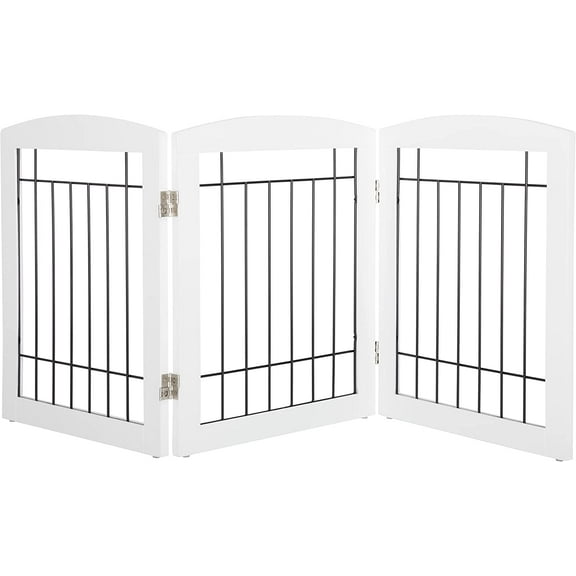 STAROUS White Foldable Pet Gate,Secure Indoor Barrier, Ideal for Doorways, Stairs, and Wide Openings - 60" Wide, 24" Height, 3 Panels