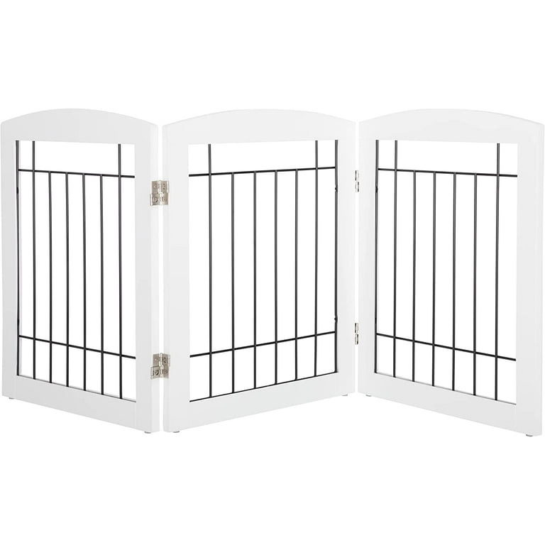 Starous White Foldable Pet Gate Secure Indoor Barrier Ideal for Doorways Stairs and Wide openings 60 Wide 24 Height 3 Panels