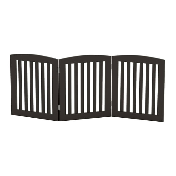 STAROUS Wooden Freestanding Foldable Pet Gate for Dogs, 24 inch 3 Panel Step Over Fence, Dog Gate for The House, Doorway, Stairs, Extra Wide, ï¼Espresso)