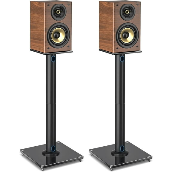 TAVR Furniture Universal Speaker Stands Pair 45° Swivel Bookshelf Speaker Stands with Cable Management, Black