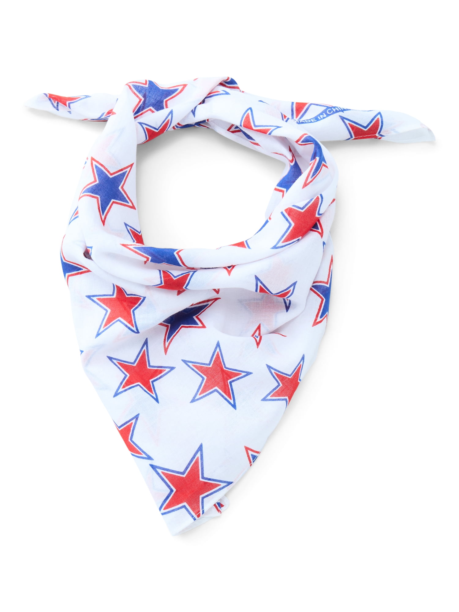 Fourth of July Women’s Star Toss Bandana from Way to Celebrate, One Size, White/Multi