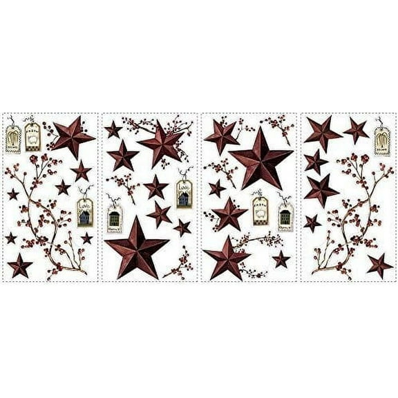 STARS and BERRIES WALL DECALS Country Kitchen Stickers Rustic Primitive Decor