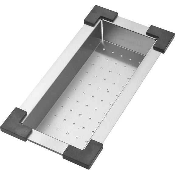 STARSTAR Stainless Steel Colander For Workstation Kitchen Sink (Black Cover, 16.7/8 W - 8.5/8 L)