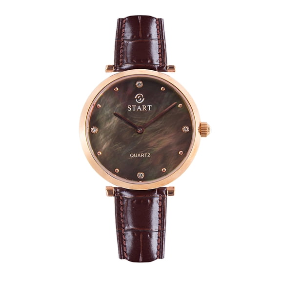 【START】Fashion Women's Watch Pearl Shell Dial Quartz Watch Ultra-thin Small Dial Design Leather Watch Rose Gold