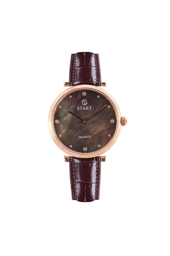 【START】Fashion Women's Watch Pearl Shell Dial Quartz Watch Ultra-thin Small Dial Design Leather Watch Rose Gold