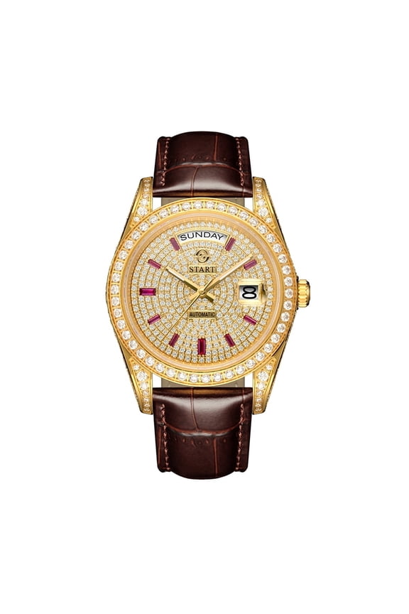 【START】Gypsophila Men's Watch Diamond Watch Waterproof Swiss Fully Automatic Mechanical Movement Date Week Function