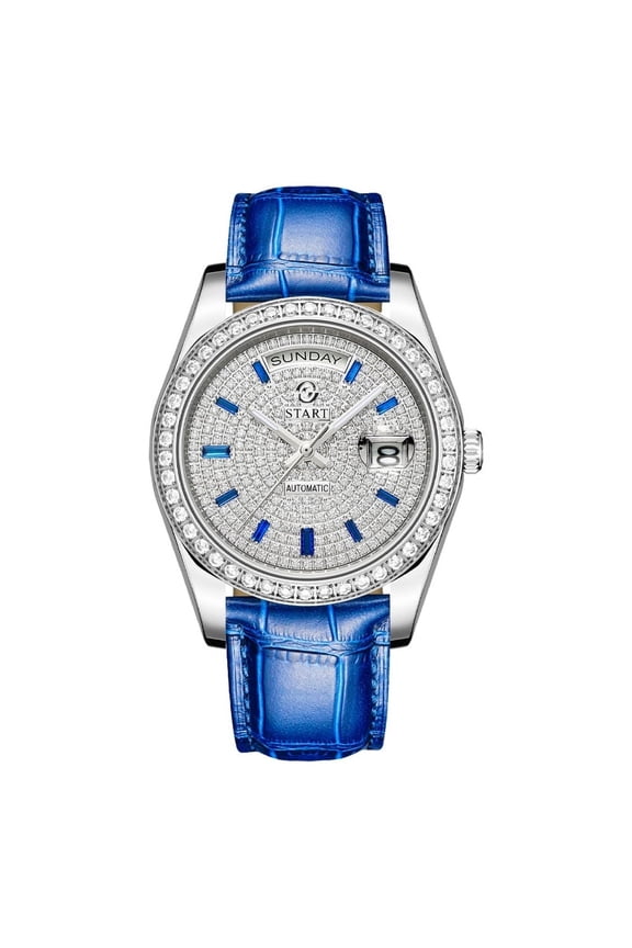 【START】Gypsophila Watch Swiss Fully Automatic Mechanical Movement Diamond Dial Leather Watch Waterproof Date Week Function