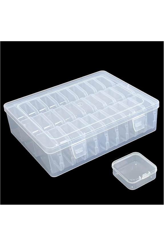 START MAKERS 30Pcs Bead Organizer Box with Hinged Lid - Small Clear Plastic Craft Storage HContainers Kit for Jewelry Making, DIY Bracelets, Beads, Nails, Screws, Seeds & Small Parts Organization