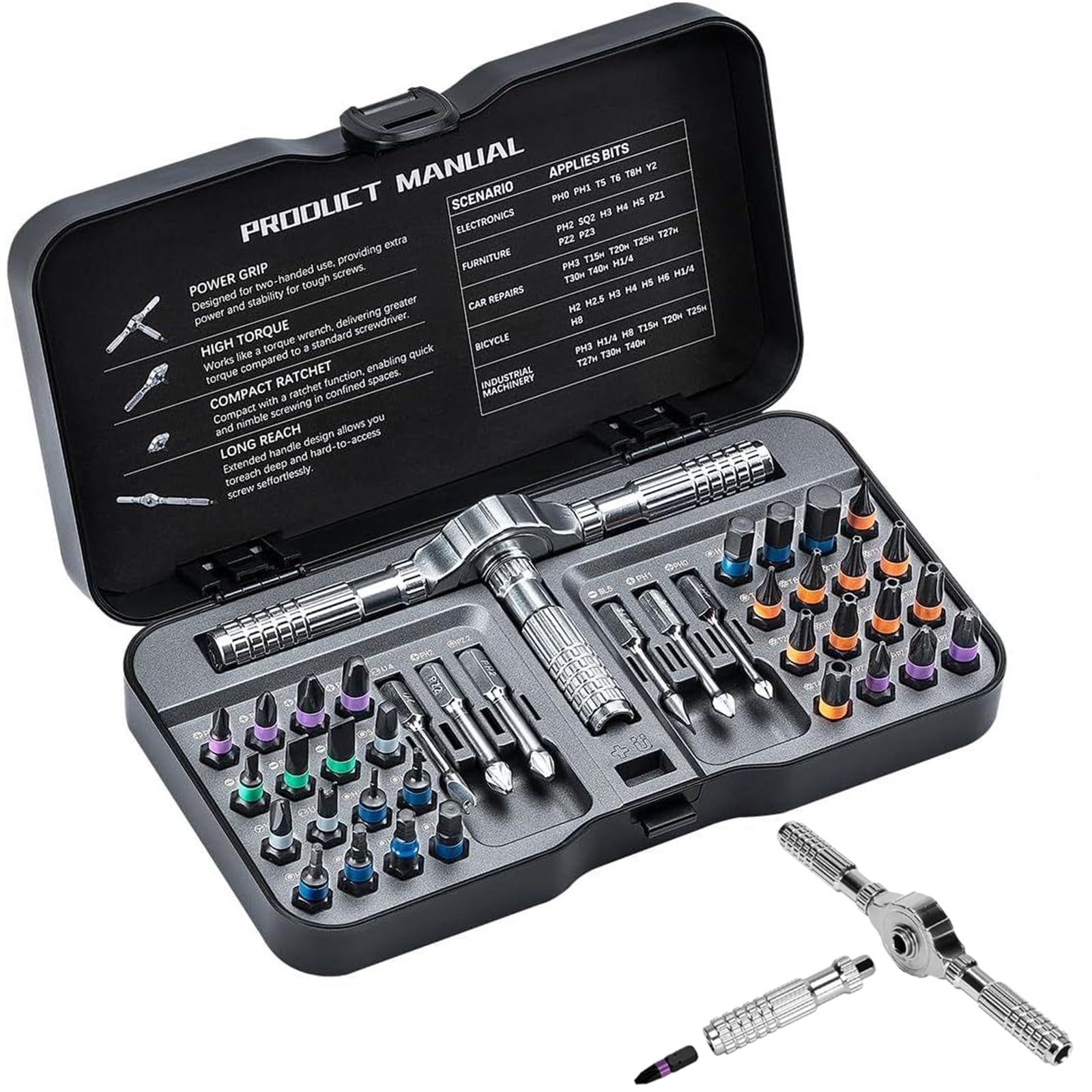 40 in 1 Magnetic Screwdriver Set, Multi-Bit Repair Tool Kit with ...