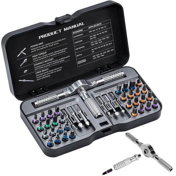 40 in 1 Magnetic Screwdriver Set, Multi-Bit Repair Tool Kit with Ratchet Handle, DIY Professional Ratchet Tool Kit for Furniture, Computer, Bicycle