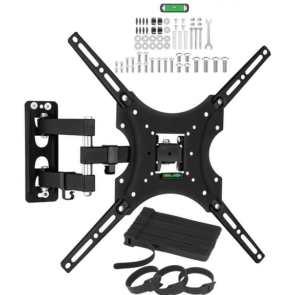 START MAKERS Full Motion TV Wall Mount for 32–55 inch TVs, Swivel Tilt Articulating TV Bracket with 50 Cable Ties, Heavy Duty Steel, Fits Flat and Curved TVs