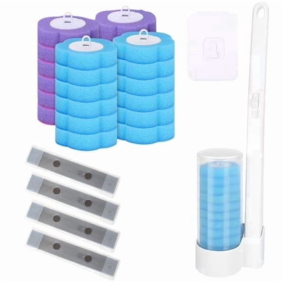START MAKERS Toilet Cleaning Wand Kit with 24 Refill Heads & 4 Magnetic Holder, Disposable Toilet Bowl Brush System for No-Mess Bathroom Cleaning