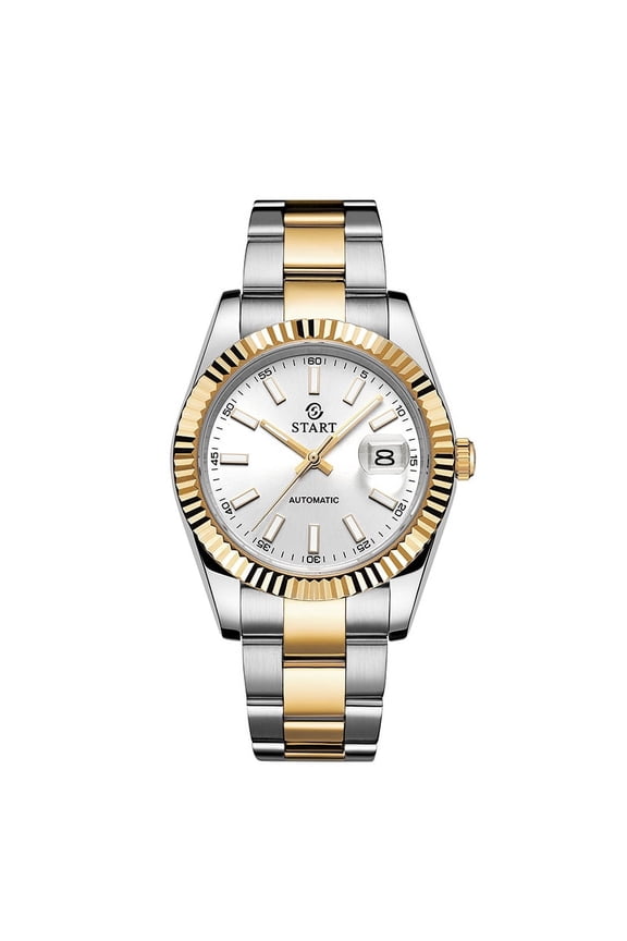 【START】Men's Mechanical Watch Date Function Waterproof Watch Luminous Scale Dial Golden Watch