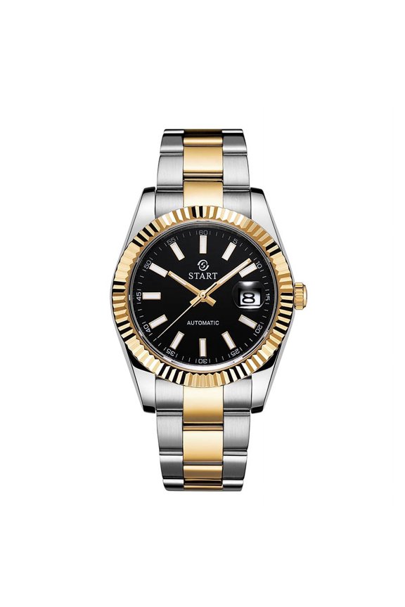 【START】Men's Mechanical Watch Date Function Waterproof Watch Luminous Scale Dial Golden Watch