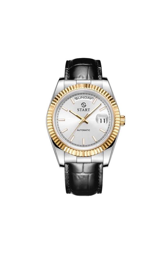 【START】Men's Watch Luminous Scale Dial Swiss Fully Automatic Mechanical Movement Waterproof Date Week Function Golden Watch