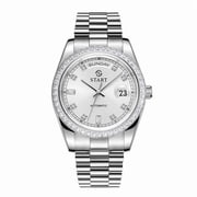 START Mens Watch Swiss Fully Automatic Mechanical Movement Waterproof Date Week Function Metal Watch Butterfly Buckle Strap