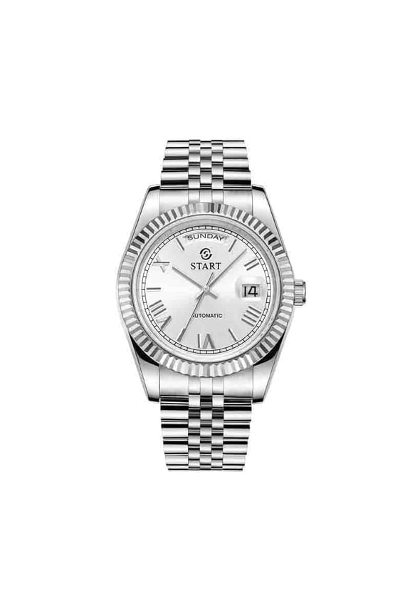 【START】Men's Waterproof Watch Swiss movement Automatic Mechanical Watch Roman Numeral Dial Metal Watch Date Week Function