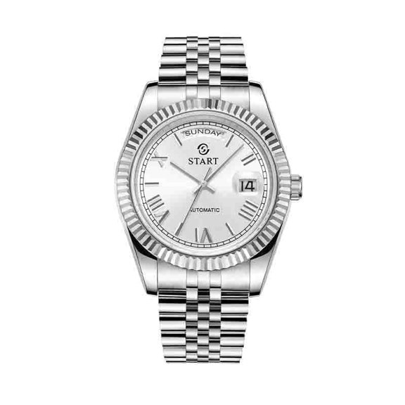【START】Men's Waterproof Watch Swiss movement Automatic Mechanical Watch Roman Numeral Dial Metal Watch Date Week Function