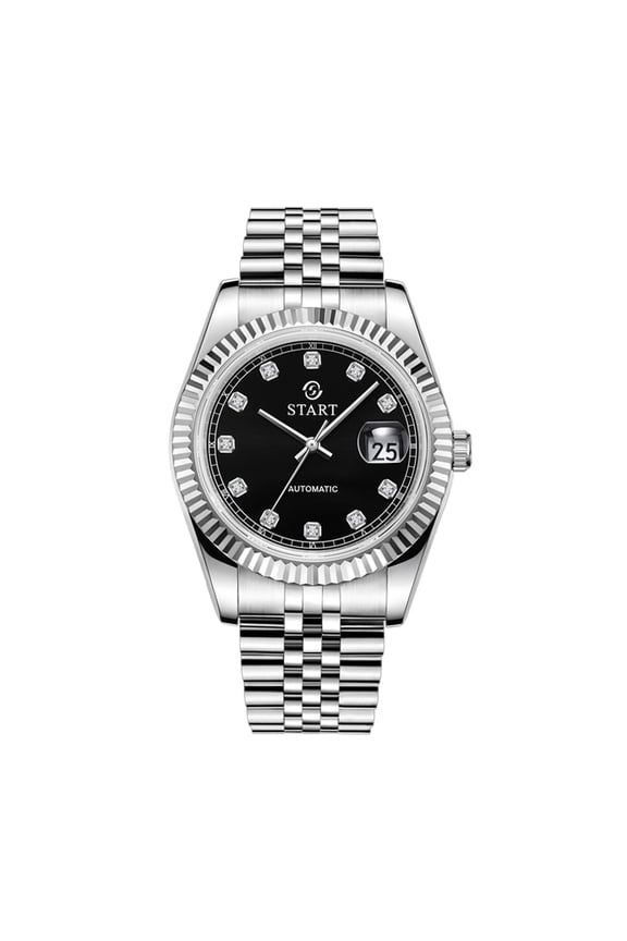 【START】Men's Waterproof Watch Zircon Dial Automatic Mechanical Watch Calendar Function Metal Watch