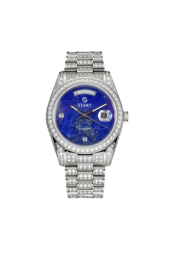 Men's watch Swiss Automatic Mechanical Movement Lapis Lazuli Watch Waterproof Date Week Function Metal Watch