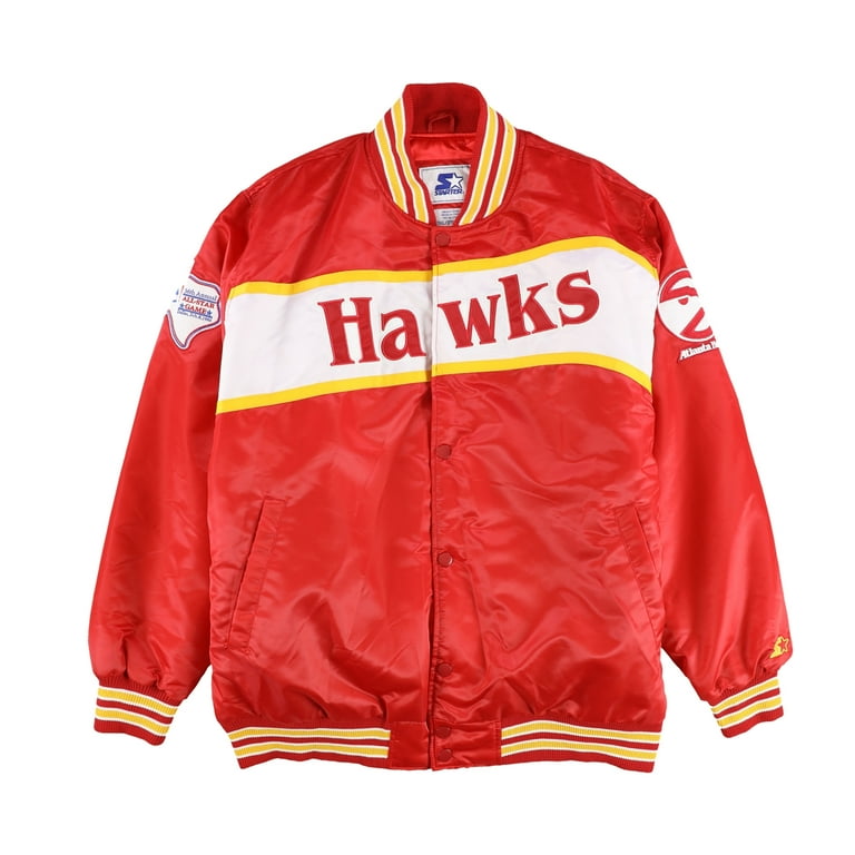 STARTER Mens Atlanta Hawks Varsity Jacket, Red, XXX-Large