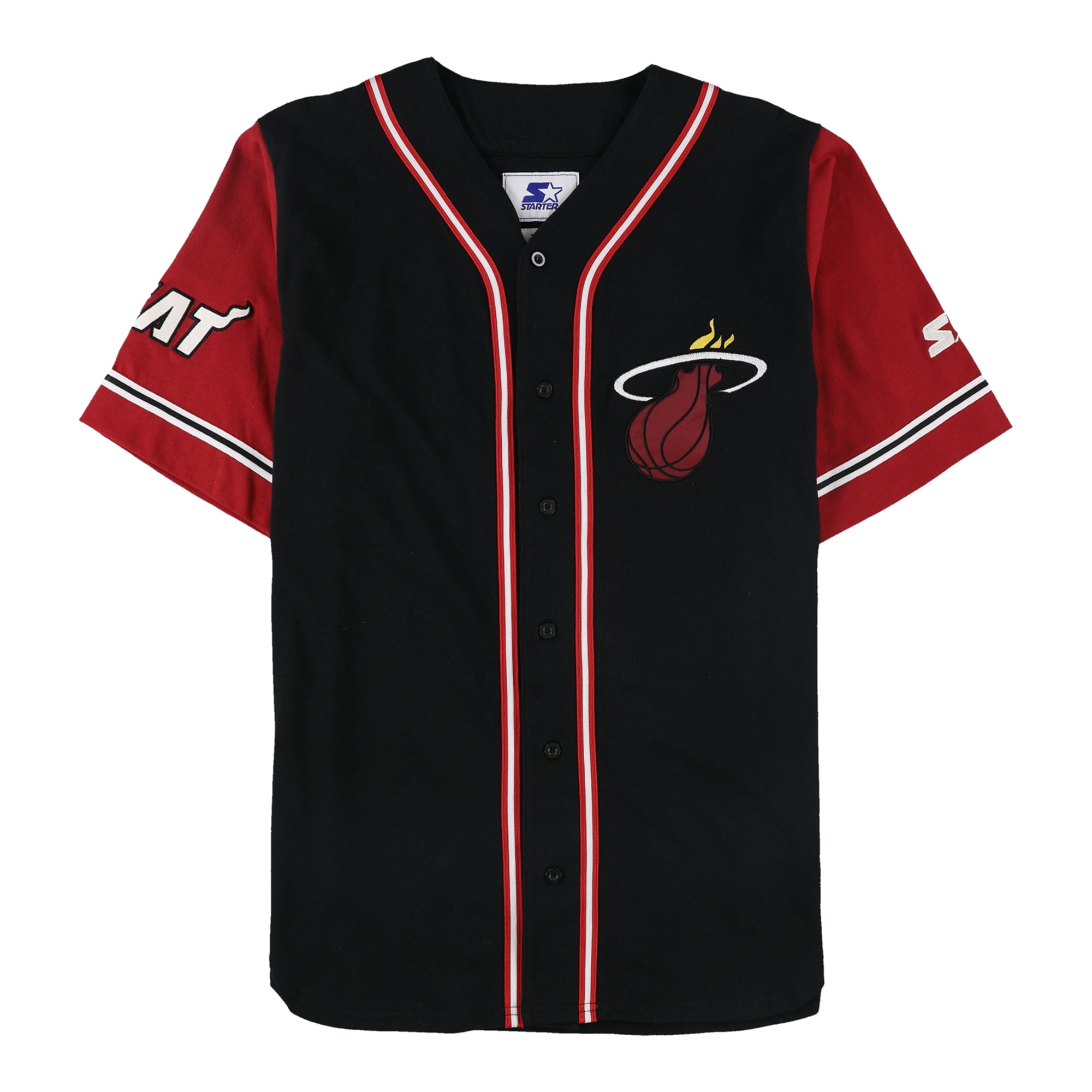 STARTER Mens Miami Heat Jersey, Black, Large