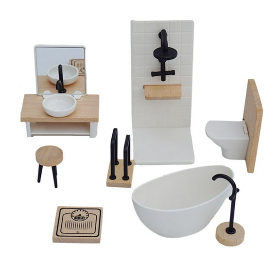 STARTIST 1/12 Dollhouse Bathroom Set DIY Crafts Playset Dollhouse Accessories Dollhouse Miniature Furniture Pretend Toys for Kids Toys