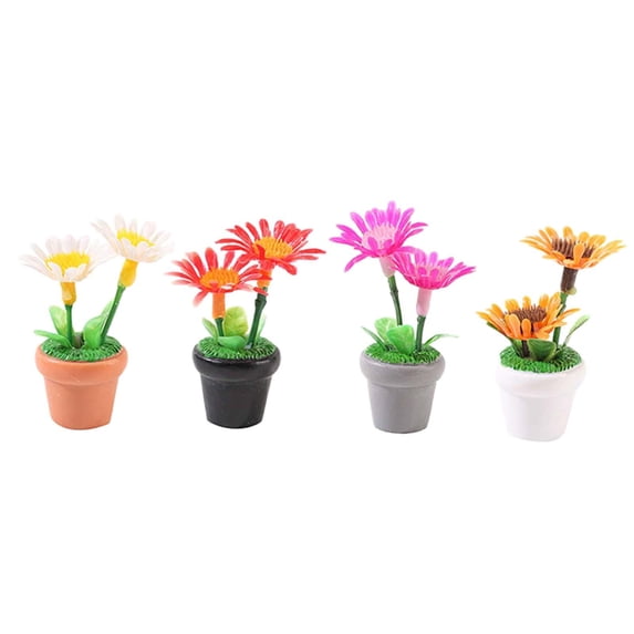 STARTIST 4Pcs Mini Potted Plant Miniature Dollhouse Flowers 1 12 Flowerpot Mini Plant Model for Offices Wedding Gifts Home Living Room