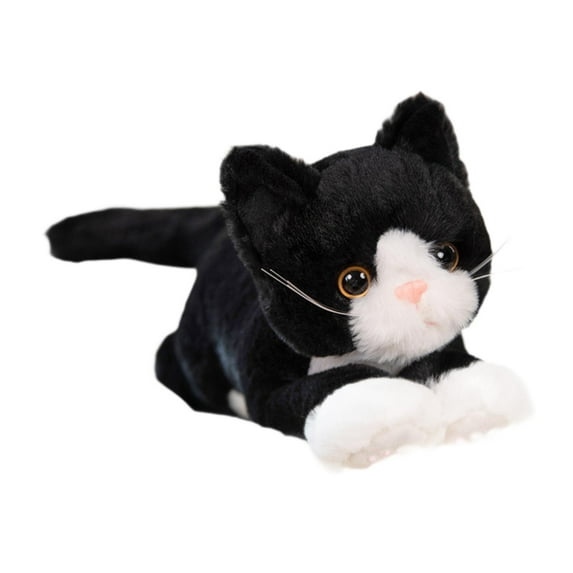 STARTIST Cat Plush Toy Kitty Stuffed Animal Comfortable Kids Room Decor Cartoon Cat Stuffed Animal Toy for Kids Adults Birthday Gifts black and white