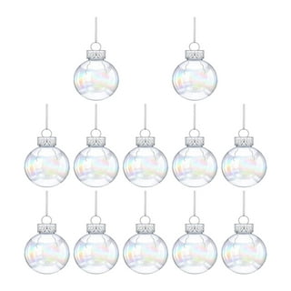 Funtery Christmas Iridescent Plastic Ornaments Balls Set Clear Iridescent  Christmas Ornaments Fillable Ball Large Iridescent Ornaments for Holiday