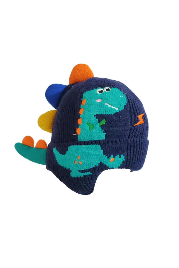 Cute Dinosaur Ear Knitted Hat Knit Beanie Headgear Windproof Warm Hat Skiing Hat Winter Cold Cap Knit Hat for Children Kids , B B