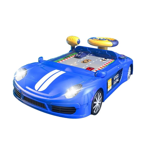 STARTIST Electric Simulation Steering Wheel Toy Portable Car Adventure Games Simulation Driving Sounding Toy for Kids Teens Girls Boys Blue