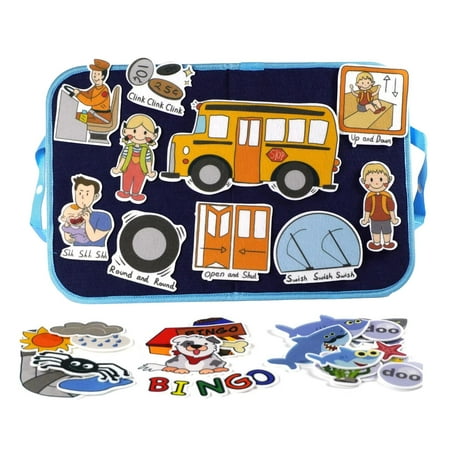 STARTIST Felt Story Board Folding and Portable Kindergarten Fine Motor Skill Playset Sensory Teaching Aids Felt Busy Board Interactive , bus