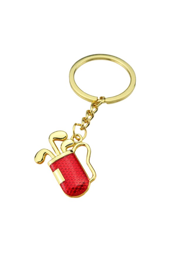 Golf Tube Keychain Decorative Keyfob 2D Simulation Golf Club Key Rings Sports Pendant for Backpack Bag Men Anniversaries Red