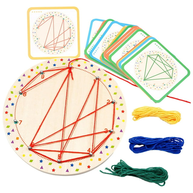 STARTIST Wood Threading Peg Board Lace Shape Puzzle Activity