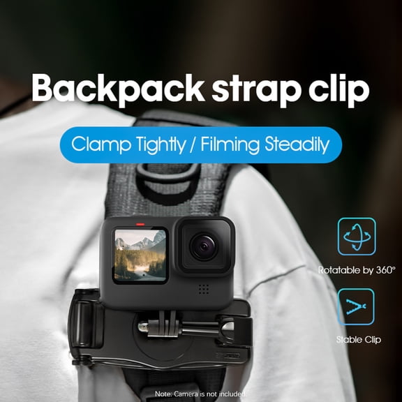 STARTRC Backpack Camera Strap Clip Mount Quick Release 360 Degree Rotatable Action Cam Holder with Adapter and M5 Screw Compatible with Most Major Action Cameras Including GoPro and Insta360