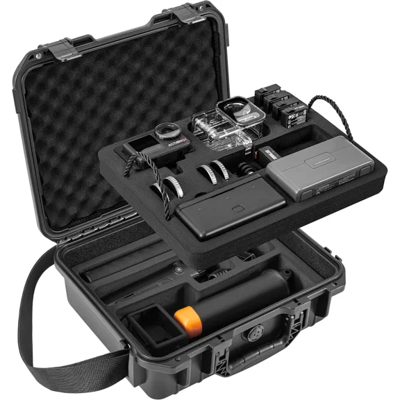 STARTRC PHOTO Dual Layer Waterproof Hard Case for DJI Osmo Action 6/5 Pro/4/3, Travel Carry Bag Compatible with MIC 2 & Multifunctional Charging Handle – Protective Storage for Accessories