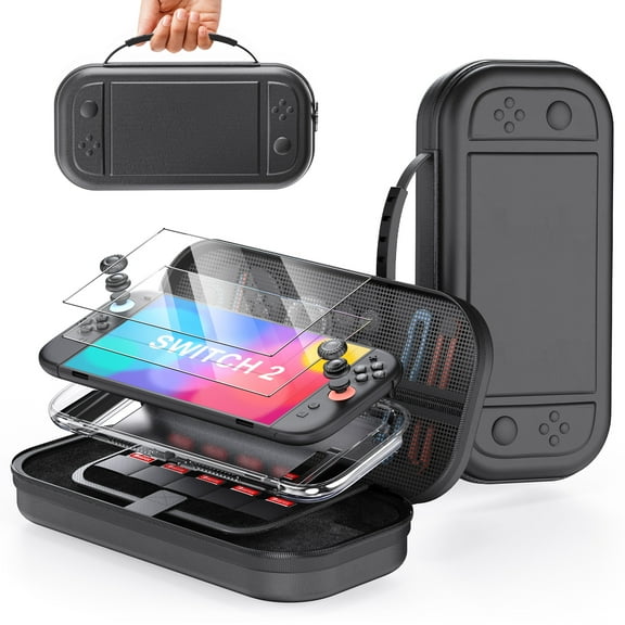 STARTRC GAMES 10-in-1 Ultimate Switch 2 Bundle - Protective Hard Shell Travel Case with Screen Protectors, Joy-Con Cases & Thumb Grips | Complete Accessory Kit for Nintendo Switch 2 (2025)