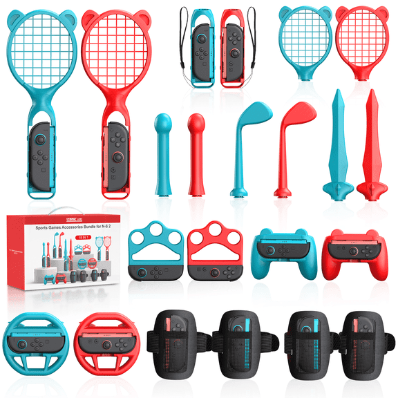STARTRC GAMES 18-in-1 Family Party Sports Bundle for Nintendo Switch 2 (2025) | Complete Accessories Set Compatible with Switch 2 Sports Games & Multiplayer Fun