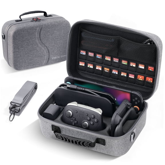 STARTRC GAMES All-in-One Switch 2 Hard Travel Case - Large Capacity Protective Bag for Console, Pro Controller & Accessories with Game Card Storage