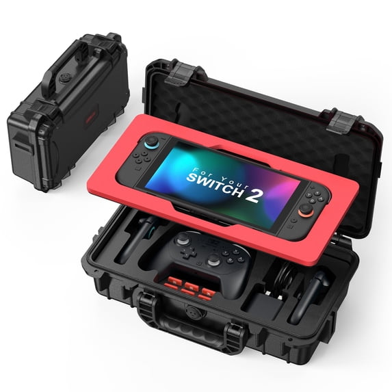 STARTRC GAMES Compact Waterproof Hard Case for Nintendo Switch 2 | Small Travel Case Holds Console, 2 Pro Controllers & 16 Game Cards | Protective Storage for Accessories